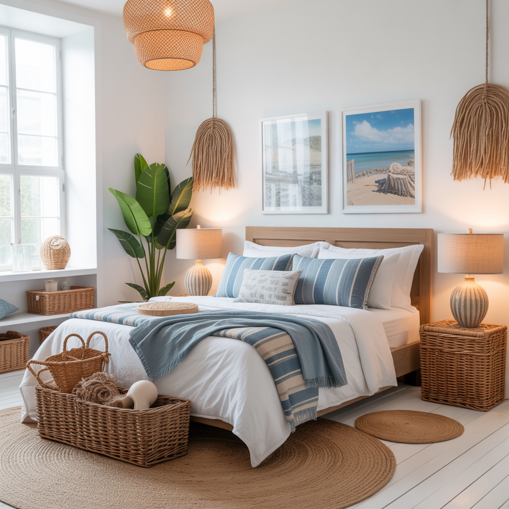 Summer Bedroom: 14 Detailed Ideas for a Cool and Relaxing Space 3 Incorporating Coastal-Inspired Décor