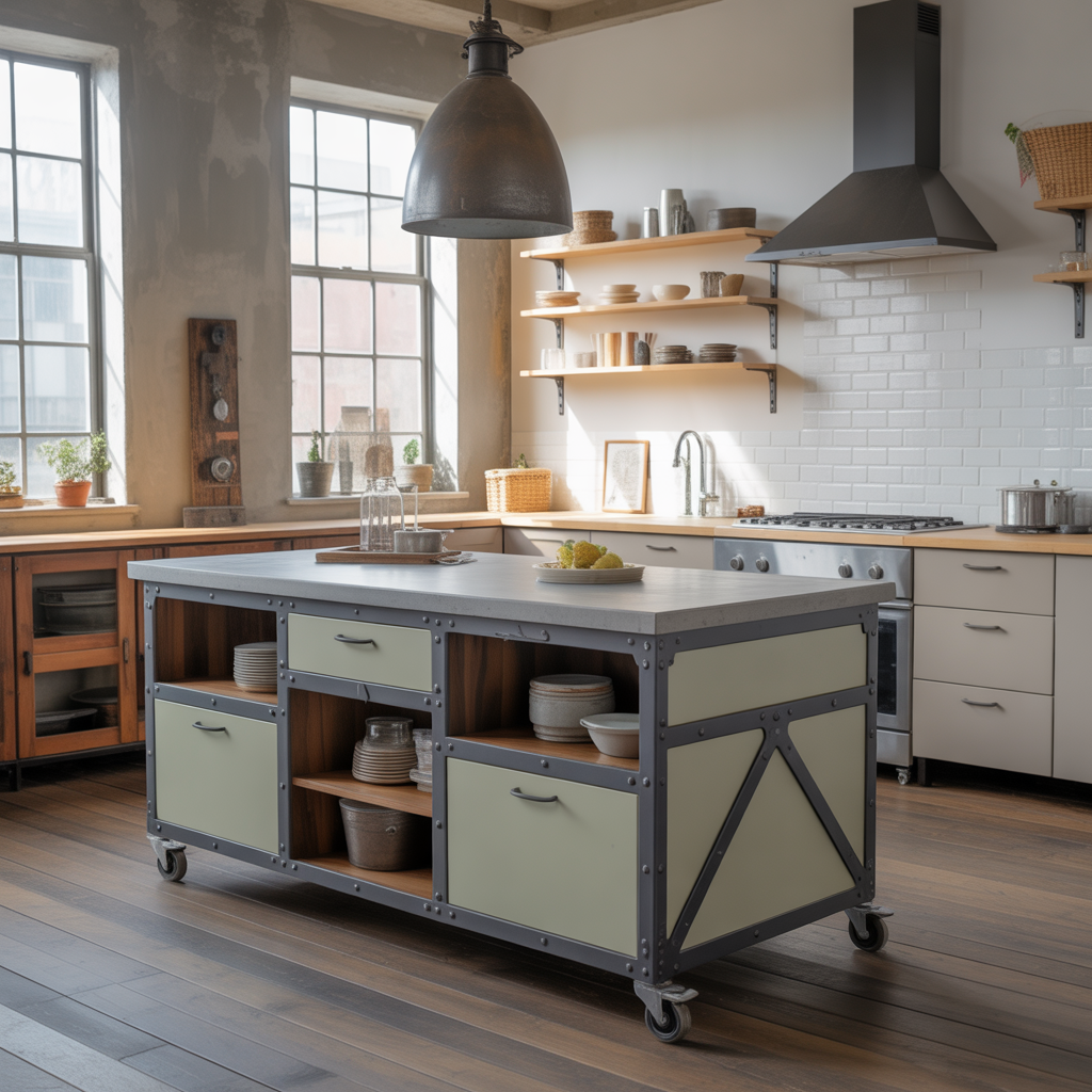 Industrial-Style Kitchen Island