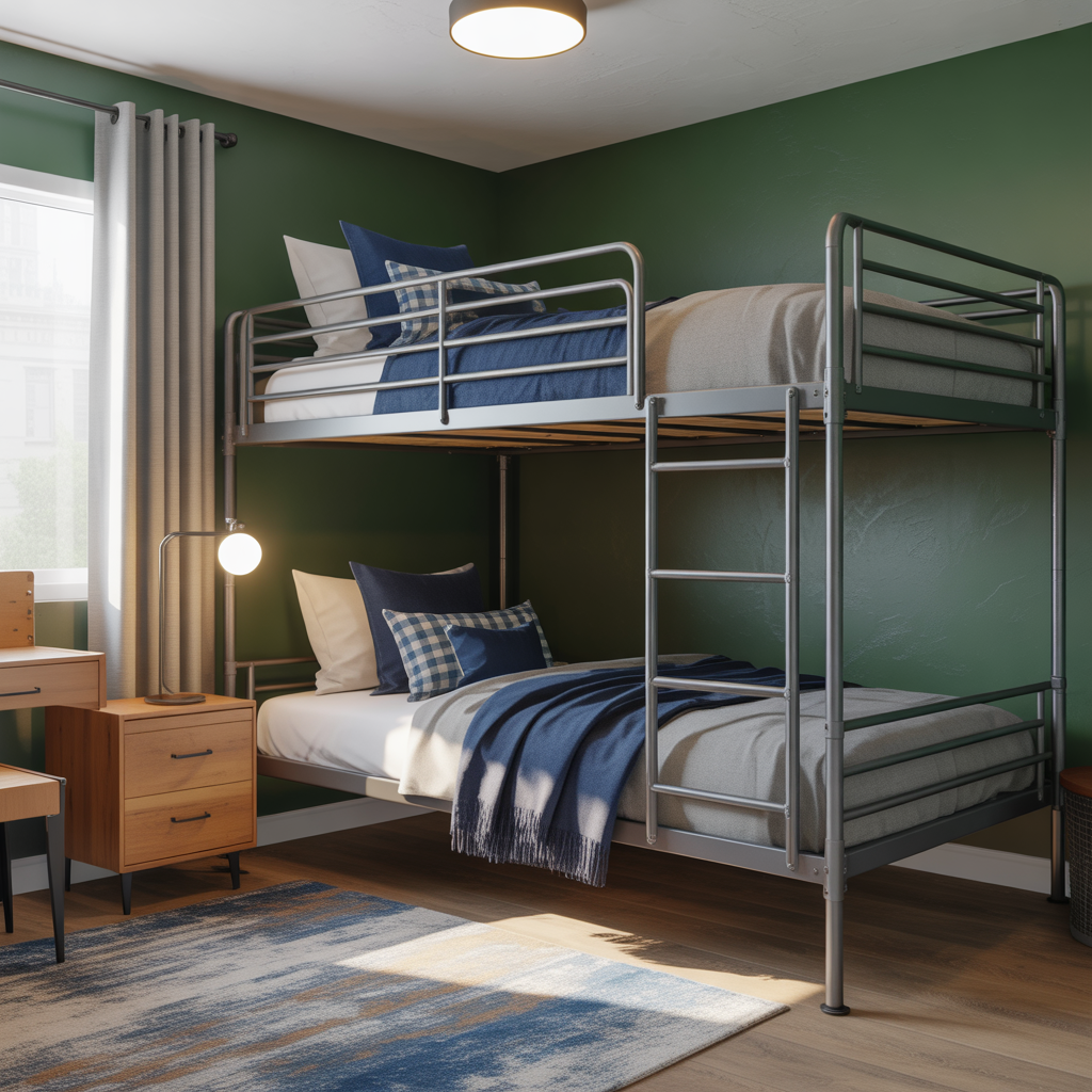 Bunk Room for Boys: 14 Creative and Practical Ideas to Maximize Space and Style 3 Industrial-Style Metal Frames