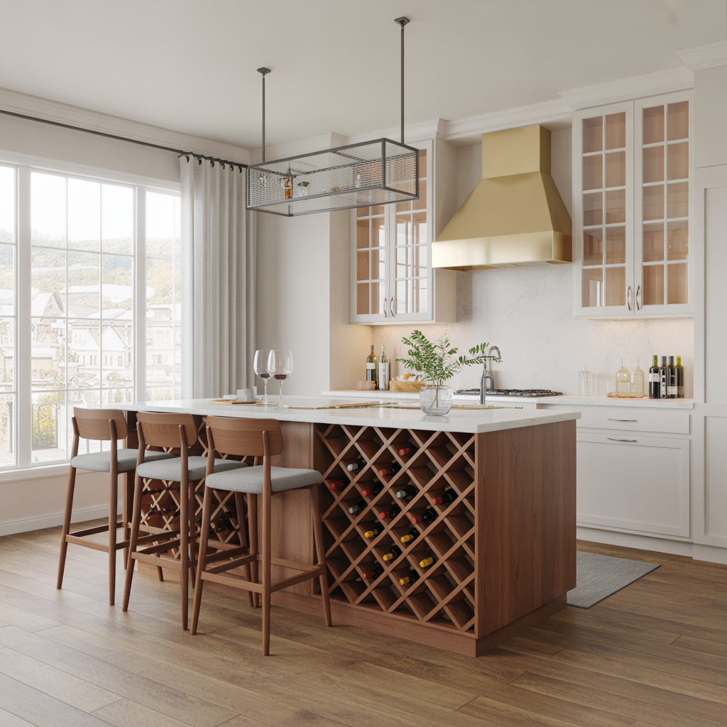Kitchen Island with Built-In Wine Rack
