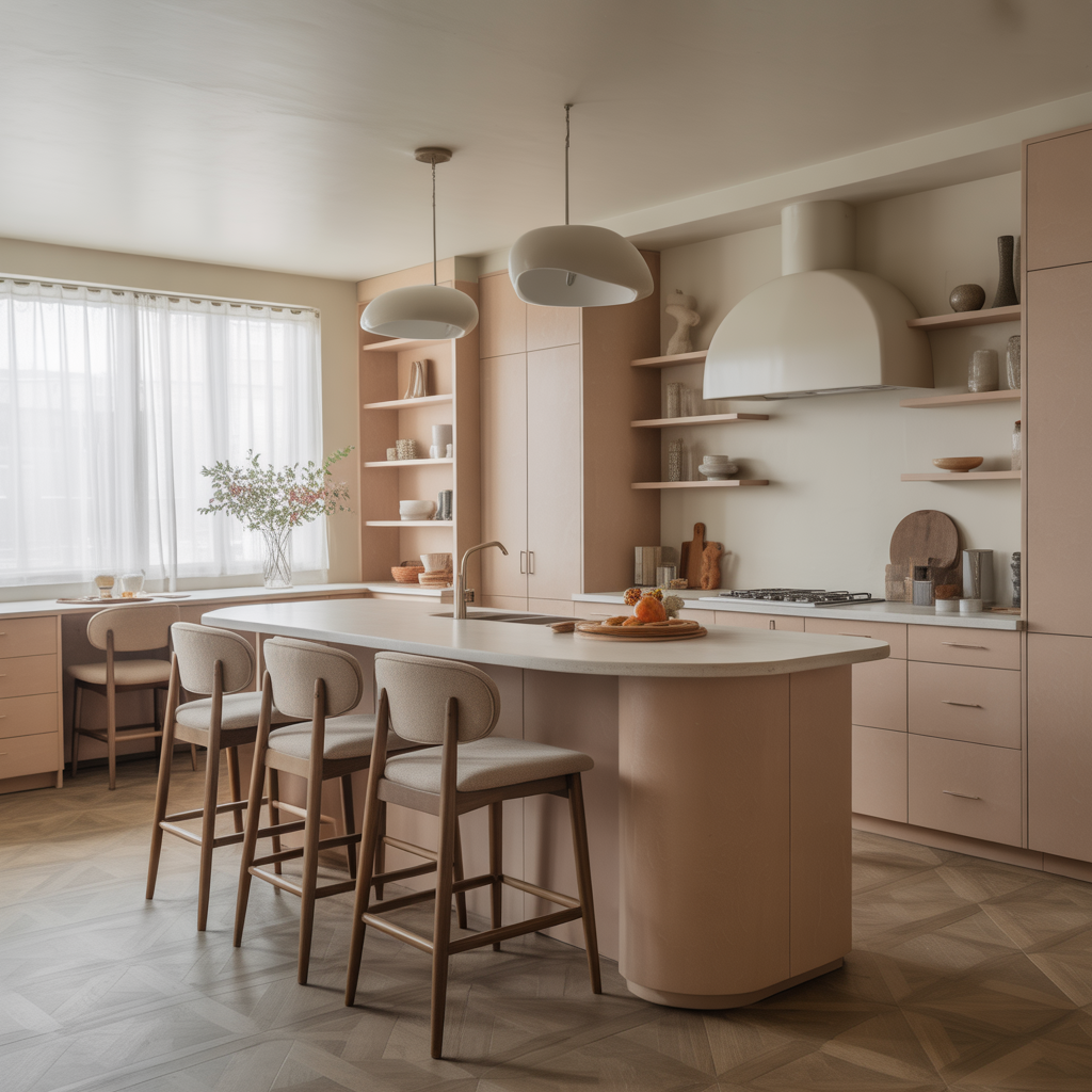 Kitchen Island with Curved Edges