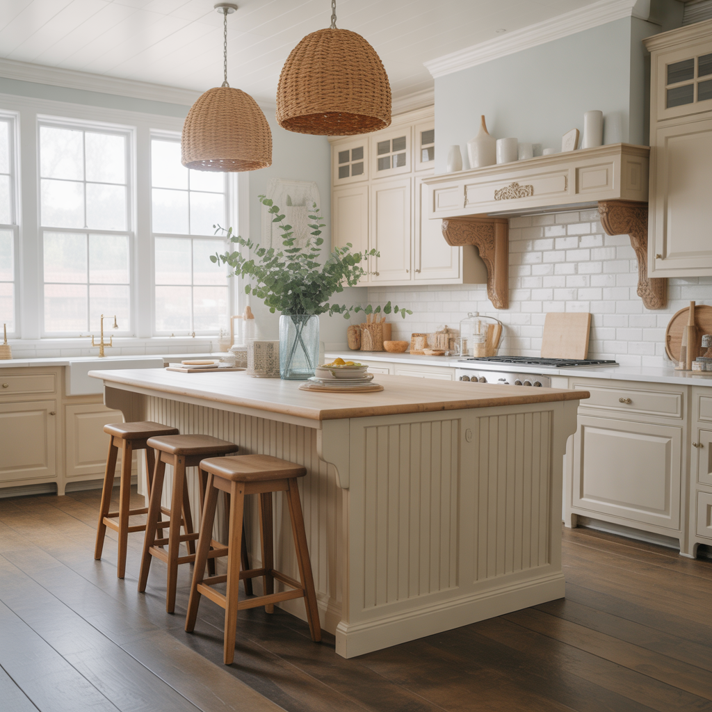 Kitchen Island with Decorative Accents