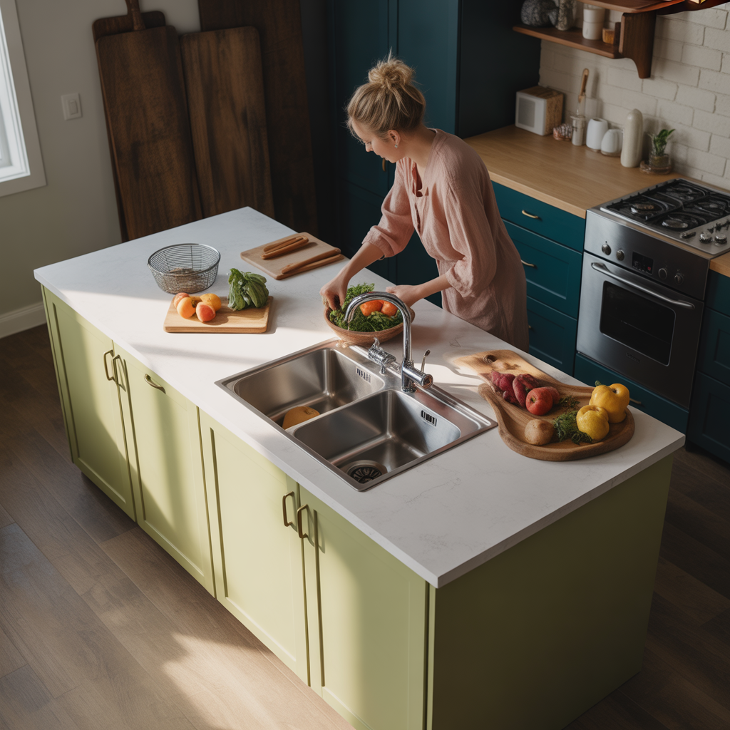 Kitchen Island with Integrated Sink