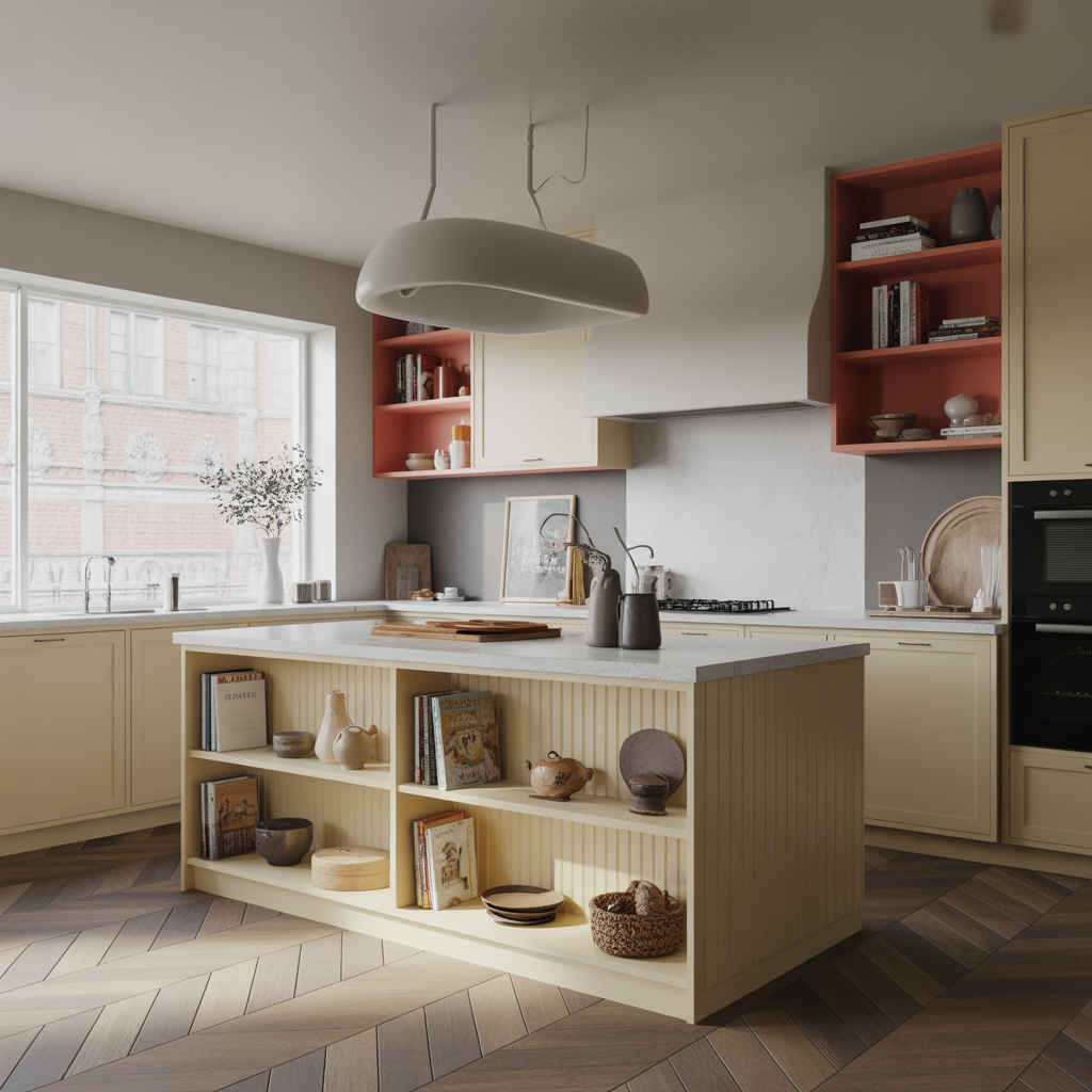 Kitchen Island with Open Shelving