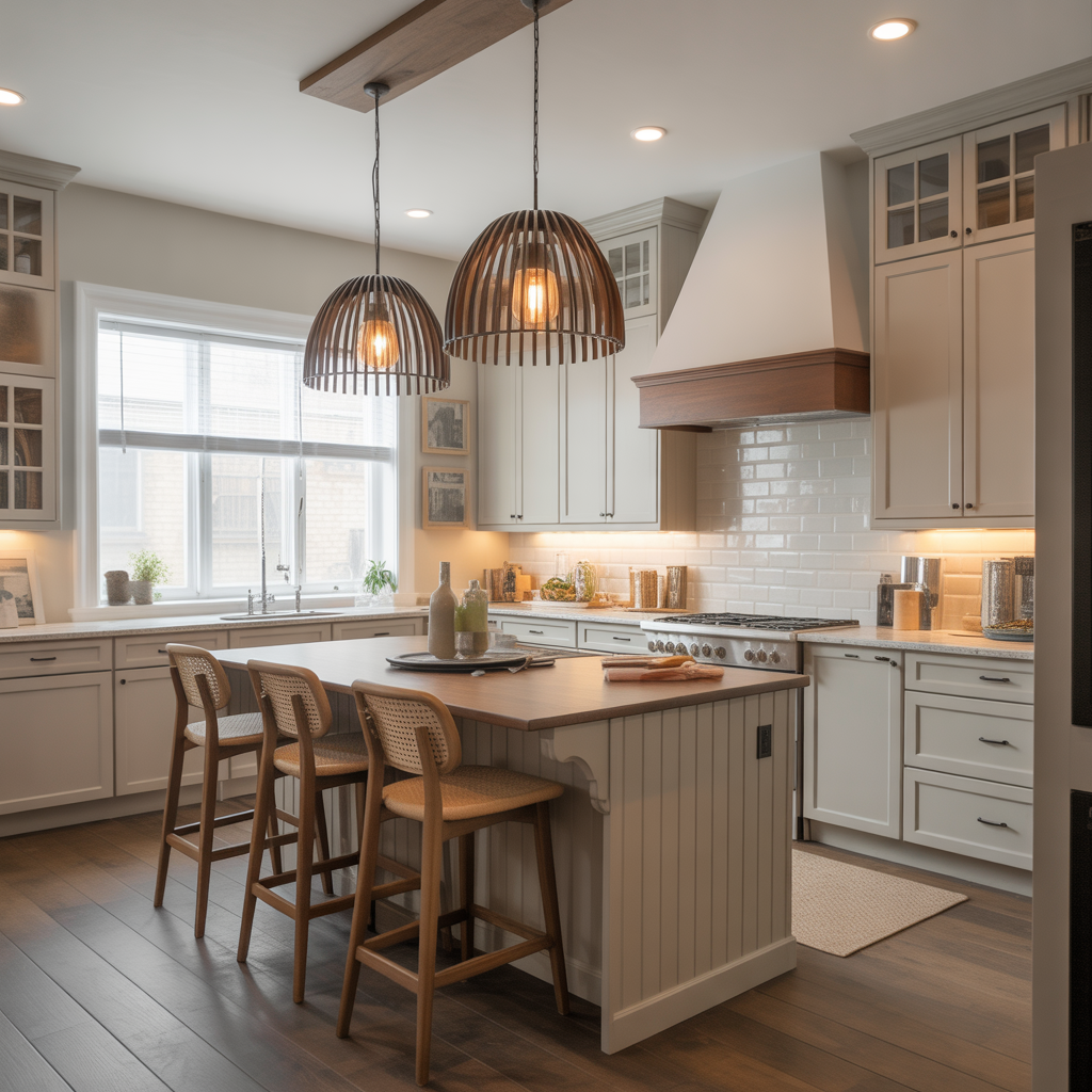 Kitchen Island with Pendant Lighting