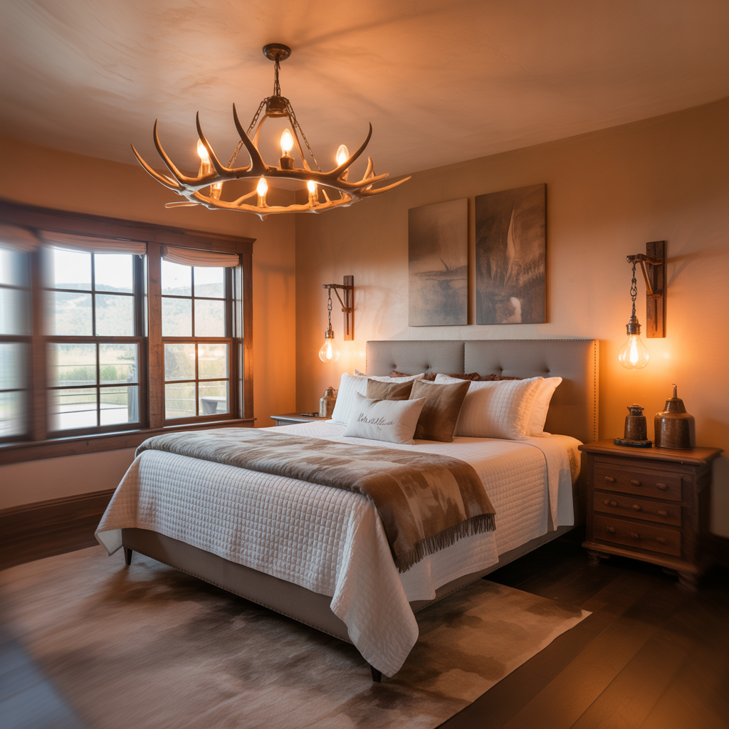 Western Ranch Bedroom:20 Inspiring Ideas to Create a Cozy Rustic Retreat 7 Western Ranch Bedroom Lighting