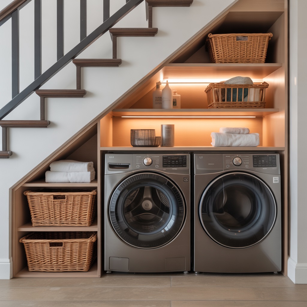 Laundry Under Stairs: 20 Creative and Practical Ideas to Maximize Space 19 Laundry Under Stairs
