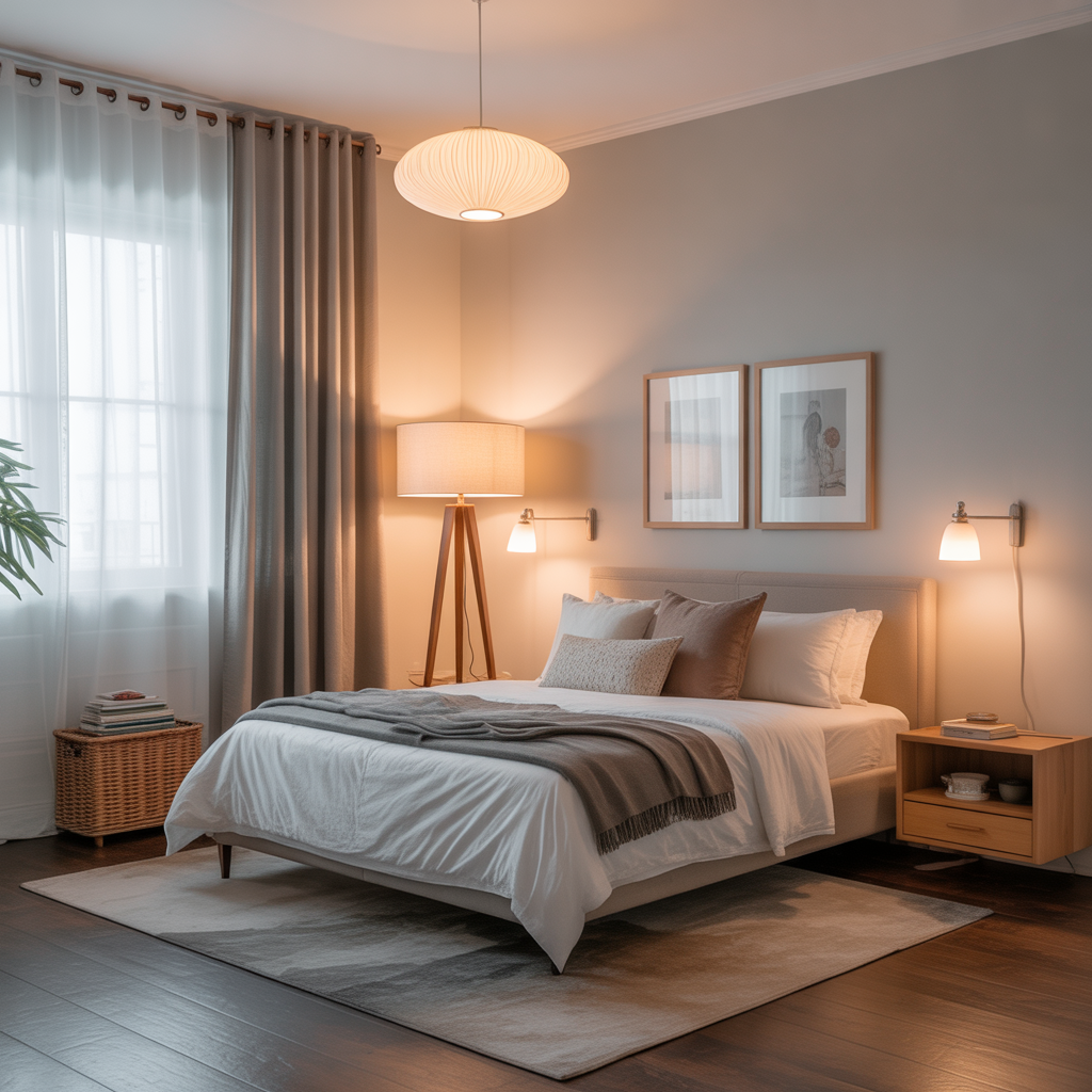 Small Bedroom Sitting Area: 15 Creative Ideas to Maximize Comfort and Style 13 Layered Lighting to Define the Sitting Area