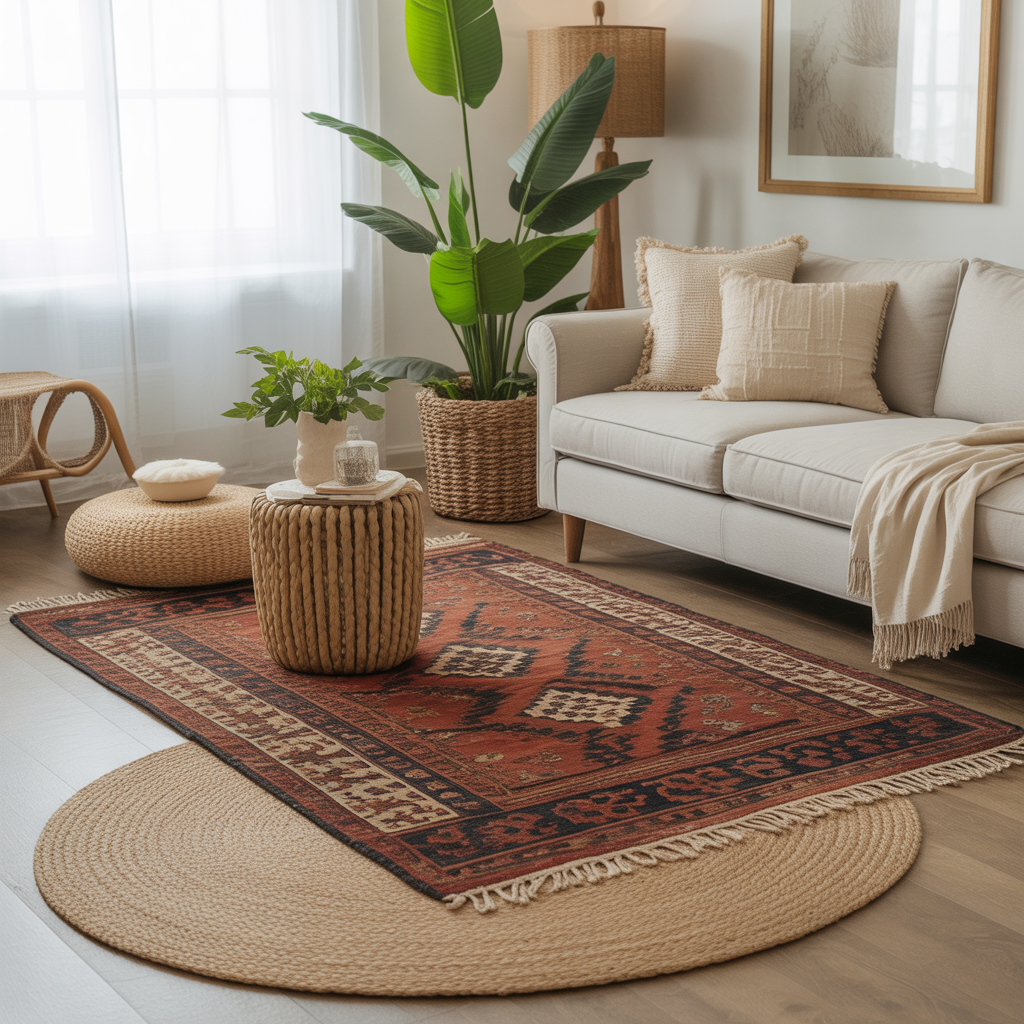 Boho Living Room: 18 Inspiring Ideas for a Cozy and Stylish Space 1 Layered Rugs for Warmth and Texture