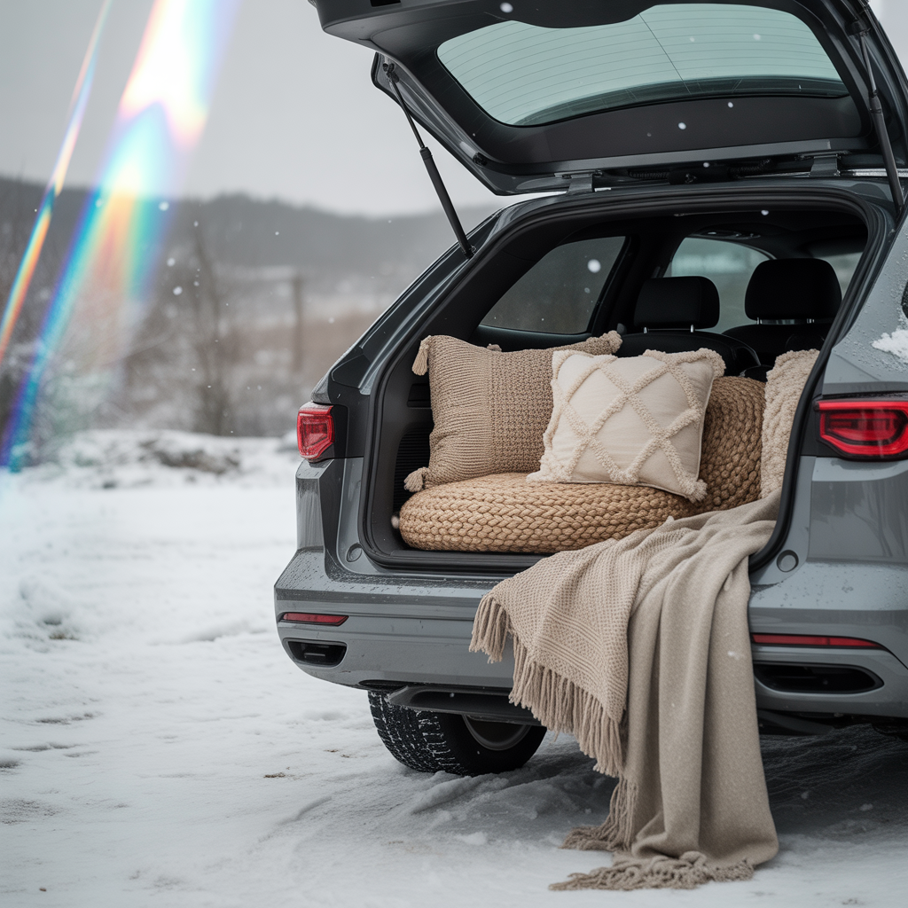 Boho Car Interior: 16 Stunning Ideas for a Free-Spirited Ride 14 Layered Rugs in the Trunk