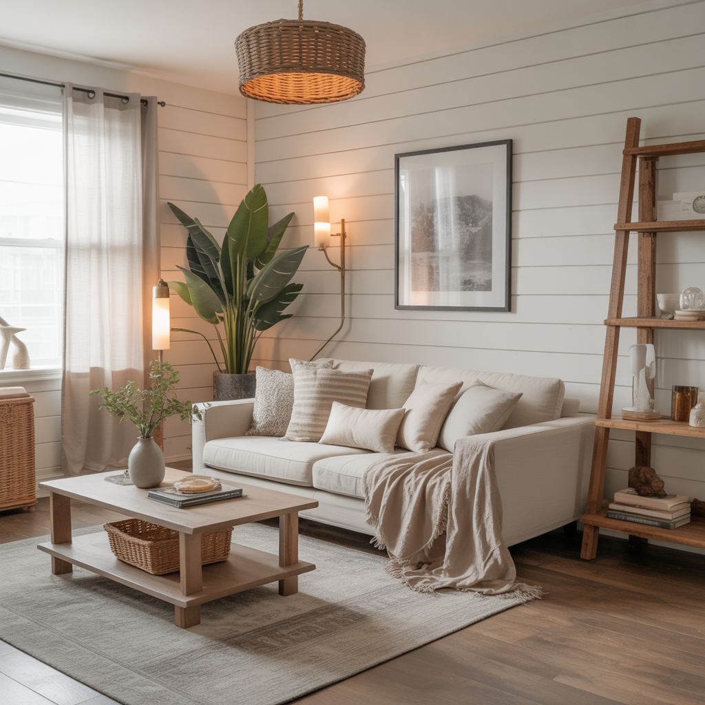 Shiplap Wall Living Room: 15 Inspiring Ideas for a Stylish and Cozy Space 14 Layered Textures with Shiplap