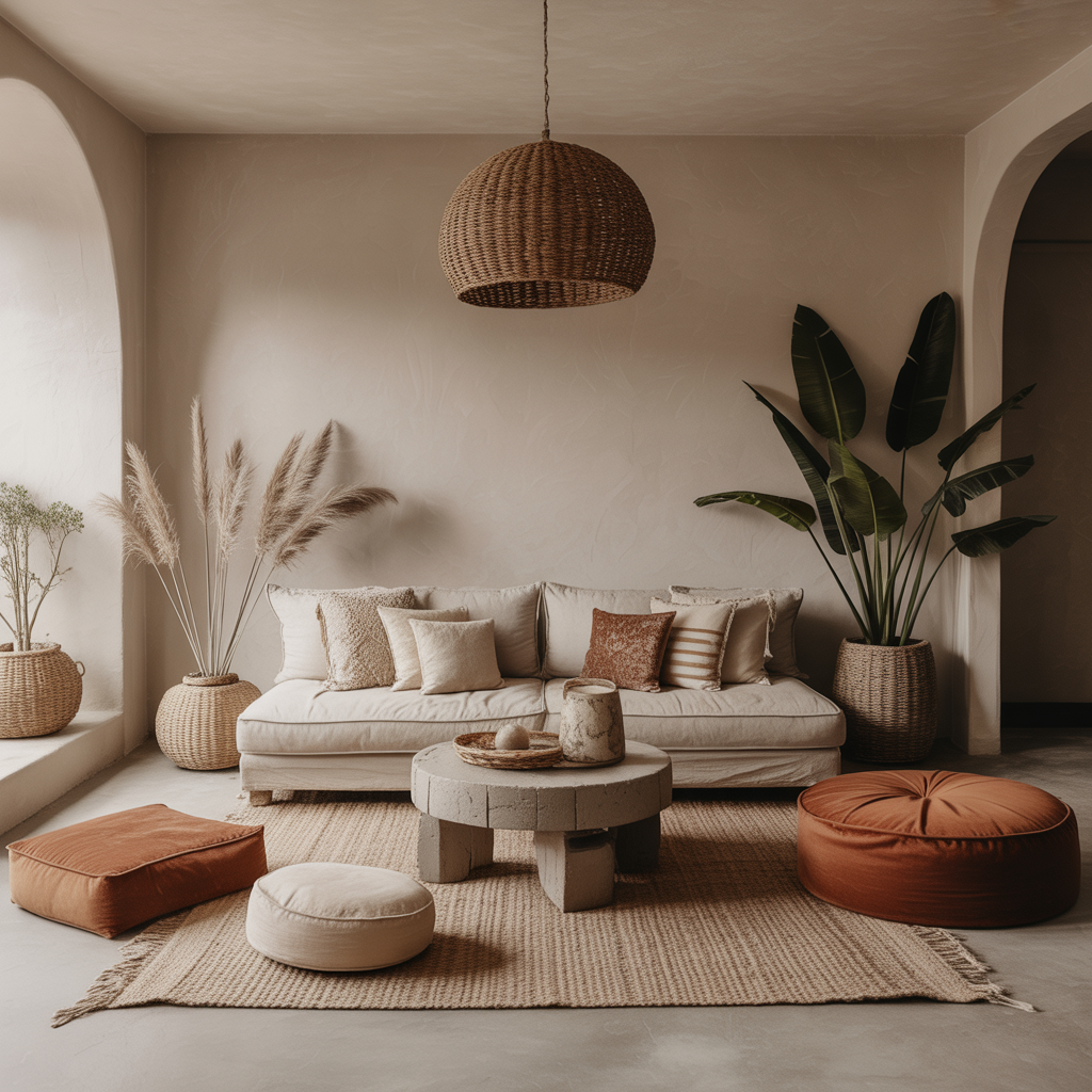 Boho Living Room: 18 Inspiring Ideas for a Cozy and Stylish Space 2 Low-Level Seating for a Relaxed Ambience