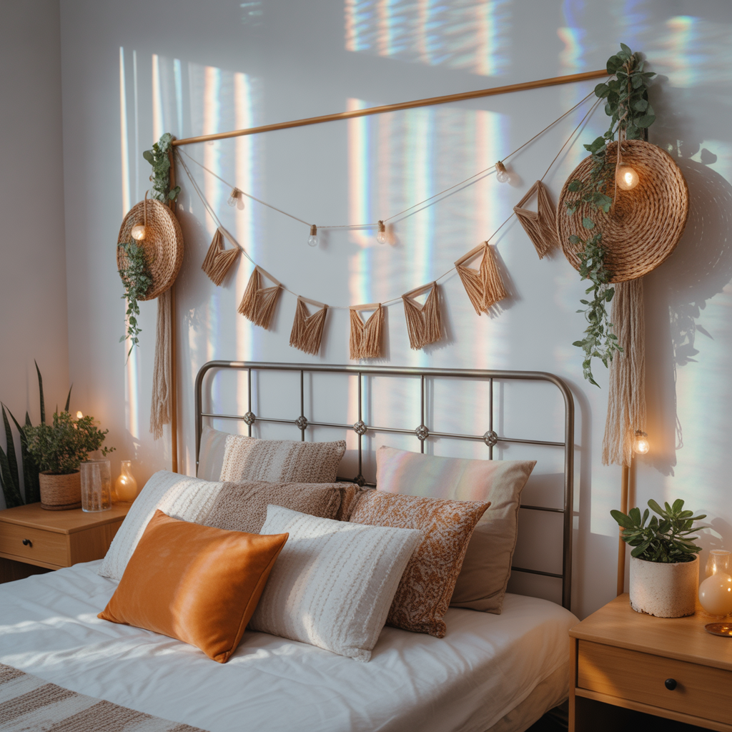 Boho Headboard: 20 Inspiring Ideas to Transform Your Bedroom 14 Metal Headboard with Bohemian Decor Accents