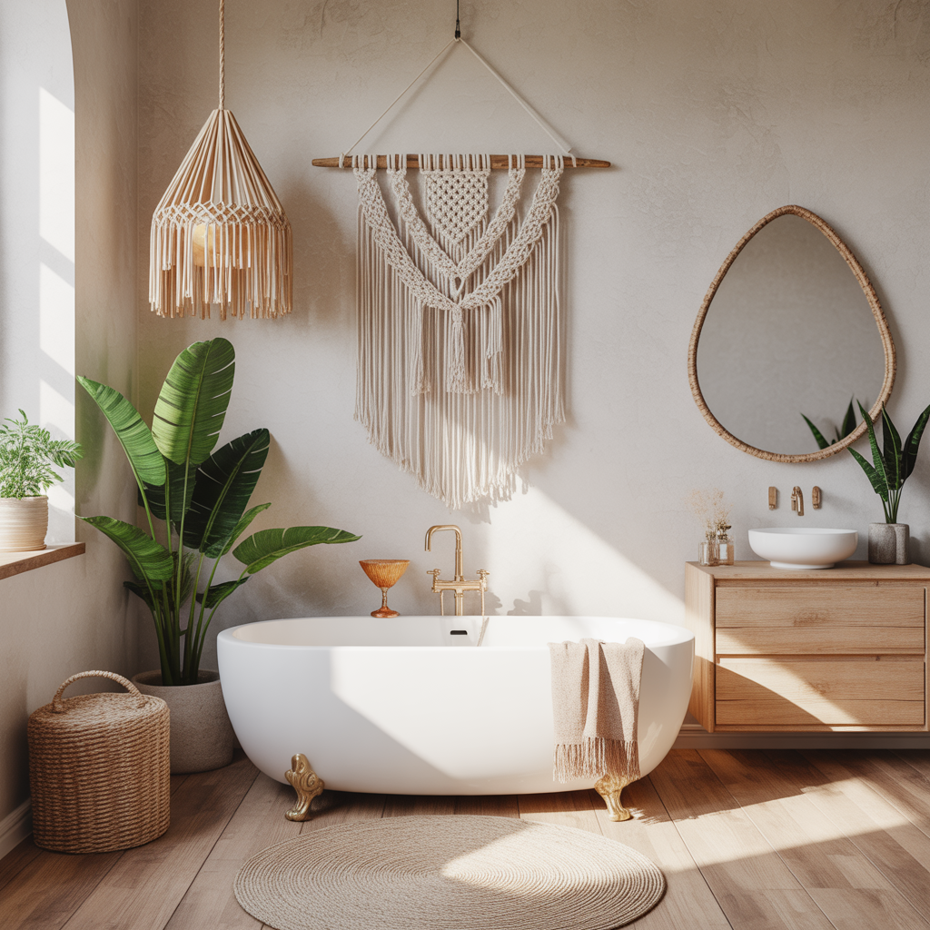 Boho Bathroom: 22 Creative Ideas for a Relaxed and Stylish Space 7 Macramé Wall Hangings