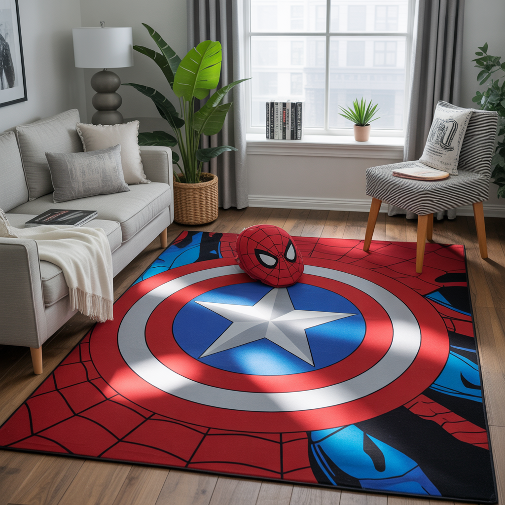 Marvel Bedroom: 16 Creative Ideas for the Ultimate Superhero Space 8 Marvel Logo Rugs and Carpets