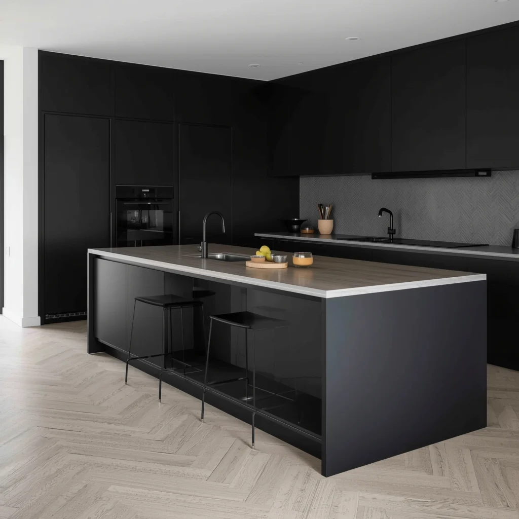 Black Japandi Kitchen: 25 Ideas for a Sophisticated Minimalist Space 9 Minimalist Kitchen Island Design