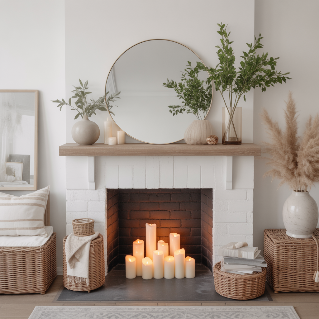 Minimalist Summer Mantel with Neutral Accents