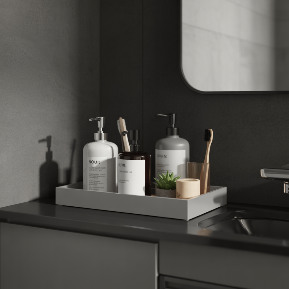 Bathroom Tray Decor: 16 Inspiring Ideas to Elevate Your Space 2 Minimalist Tray with Everyday Essentials