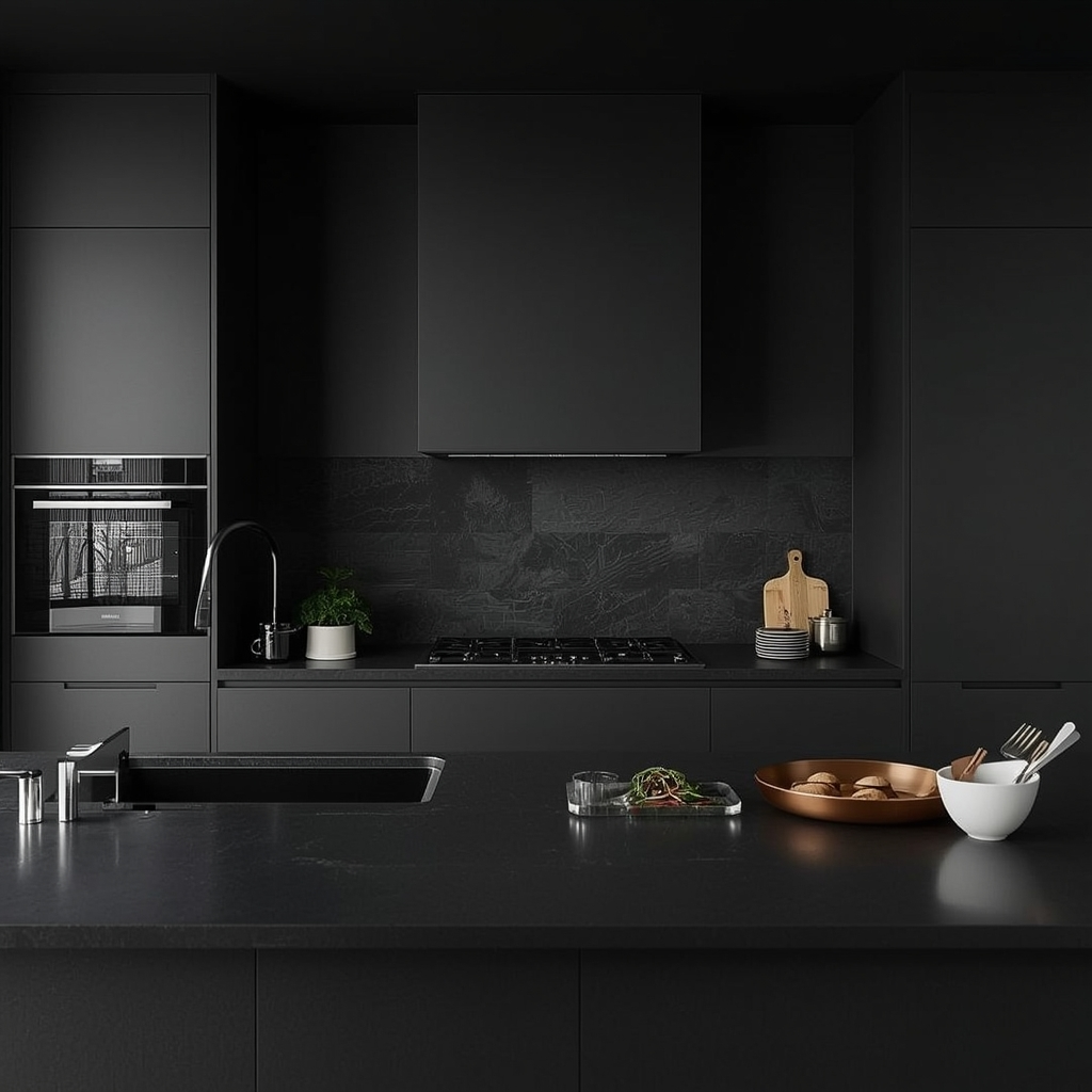 Black Japandi Kitchen: 25 Ideas for a Sophisticated Minimalist Space 20 Minimalist Vent Hood Design