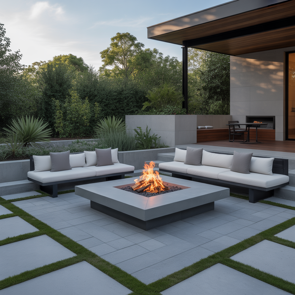 Modern Fire Pit with Sleek Pavers