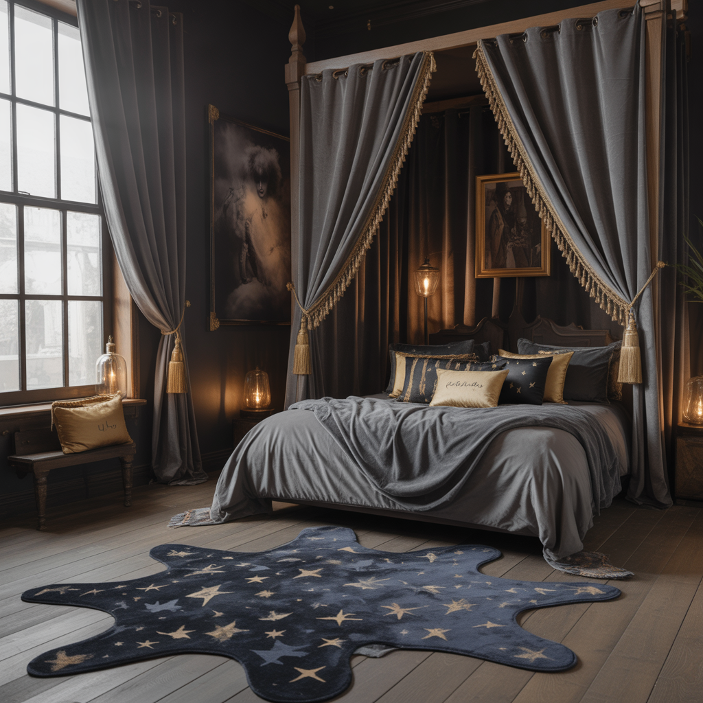 Harry Potter Bedroom: 20 Magical Ideas to Transform Your Space 10 Mystical Rugs and Curtains
