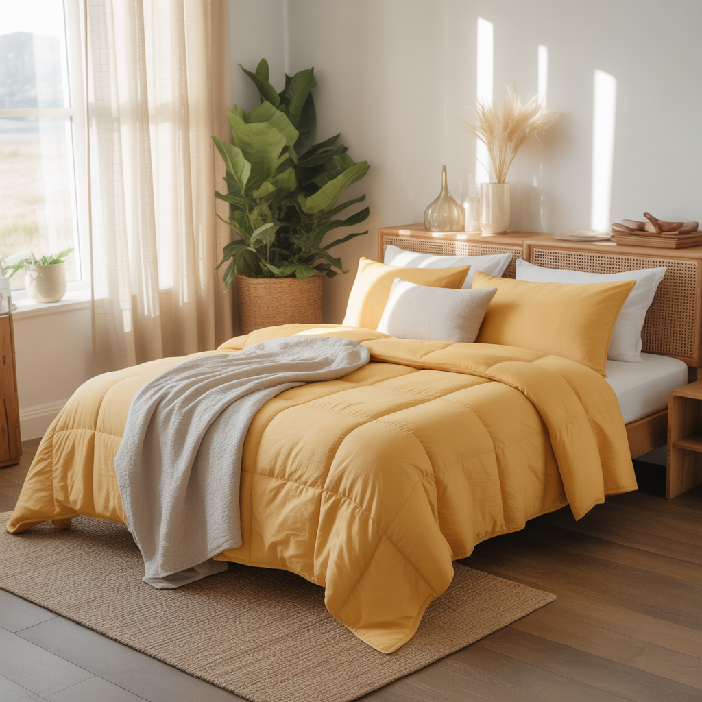 Summer Bedroom: 14 Detailed Ideas for a Cool and Relaxing Space 2 Natural Fabrics for Bedding and Curtains