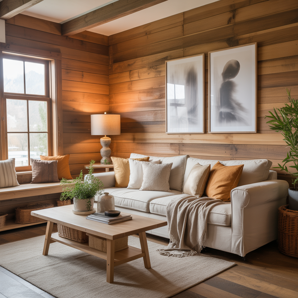 Shiplap Wall Living Room: 15 Inspiring Ideas for a Stylish and Cozy Space 8 Natural Wood Shiplap for Warmth