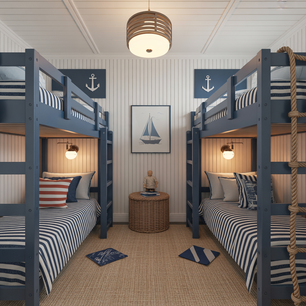 Bunk Room for Boys: 14 Creative and Practical Ideas to Maximize Space and Style 8 Nautical-Inspired Bunk Room