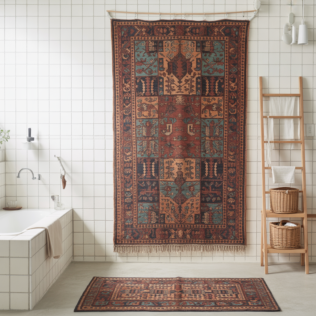 Boho Bathroom: 22 Creative Ideas for a Relaxed and Stylish Space 17 Patterned Rugs Beyond the Floor