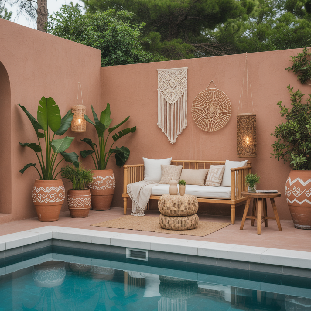 Boho Pool Area : 15 Stunning Ways to Transform Your Backyard Oasis 15 Personalize with DIY Décor