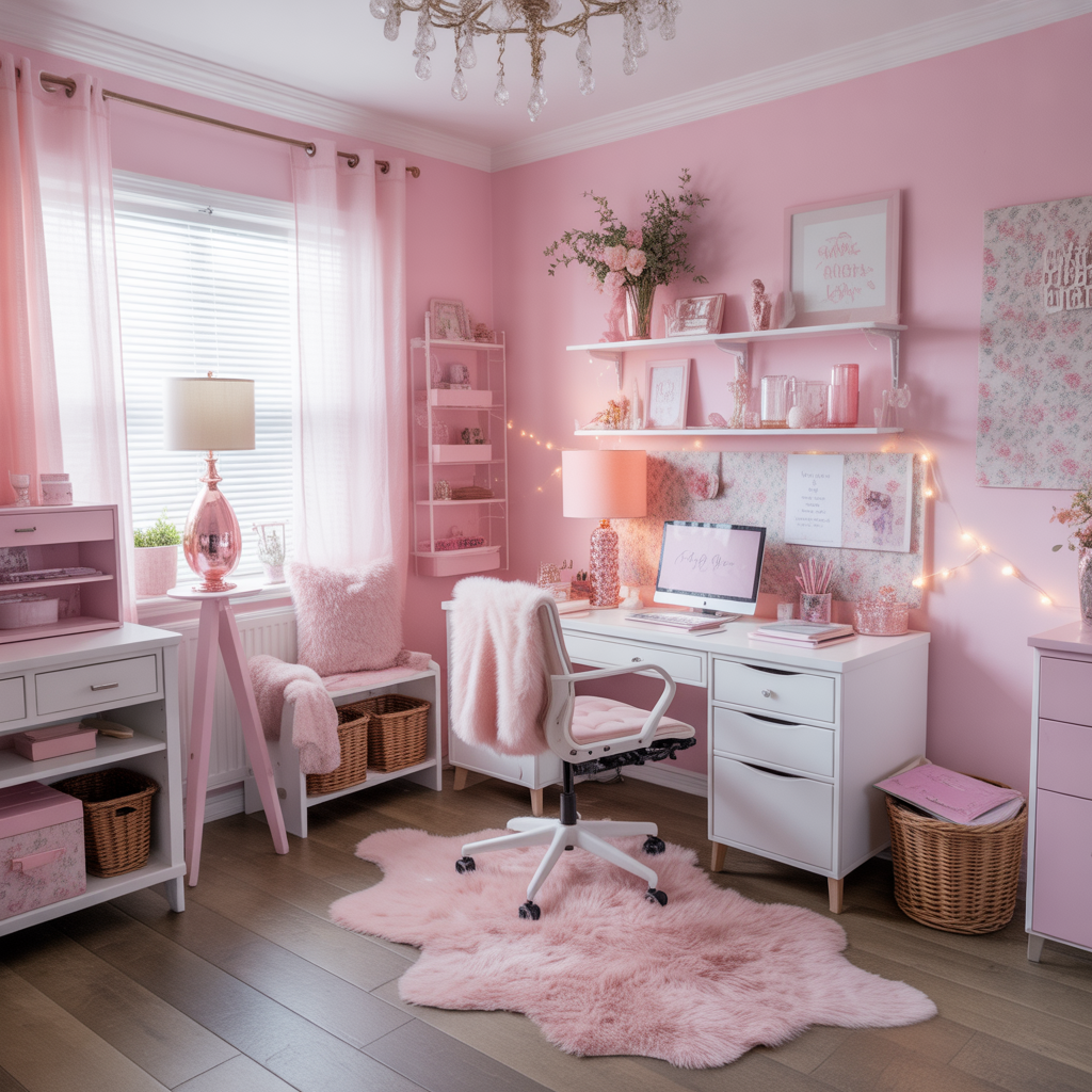 Pretty in Pink She Shed Office