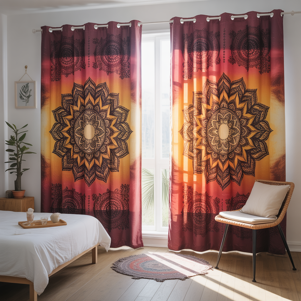 Boho Curtains: 18 Inspiring Ideas to Transform Your Home with Free-Spirited Charm 15 Printed Mandala Boho Curtains for Spiritual Energy