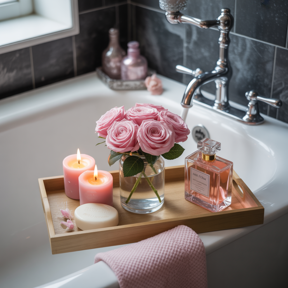 Bathroom Tray Decor: 16 Inspiring Ideas to Elevate Your Space 12 Romantic Rose-Themed Tray