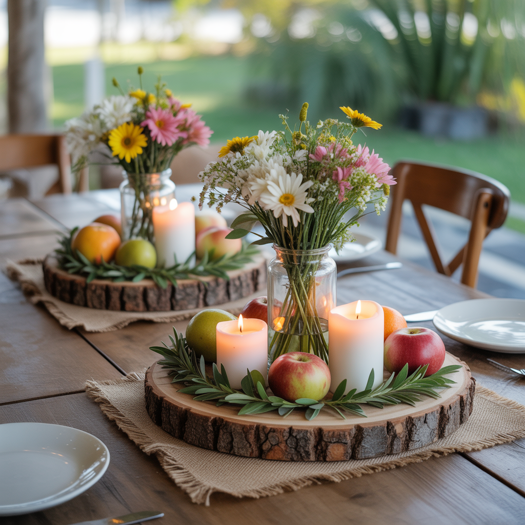 Rustic Farmhouse Centerpiece with Wooden Elements