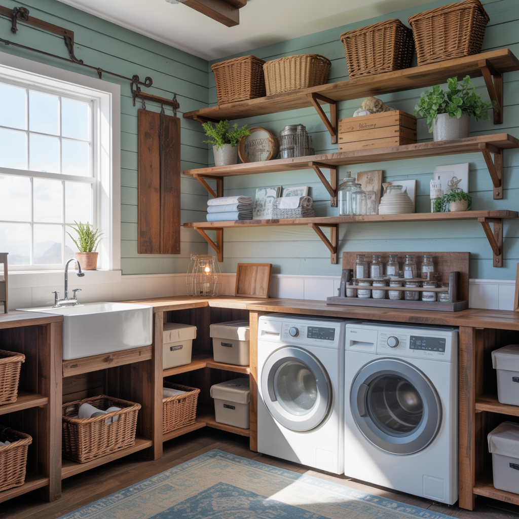 Rustic Wooden Shelves for Farmhouse Charm