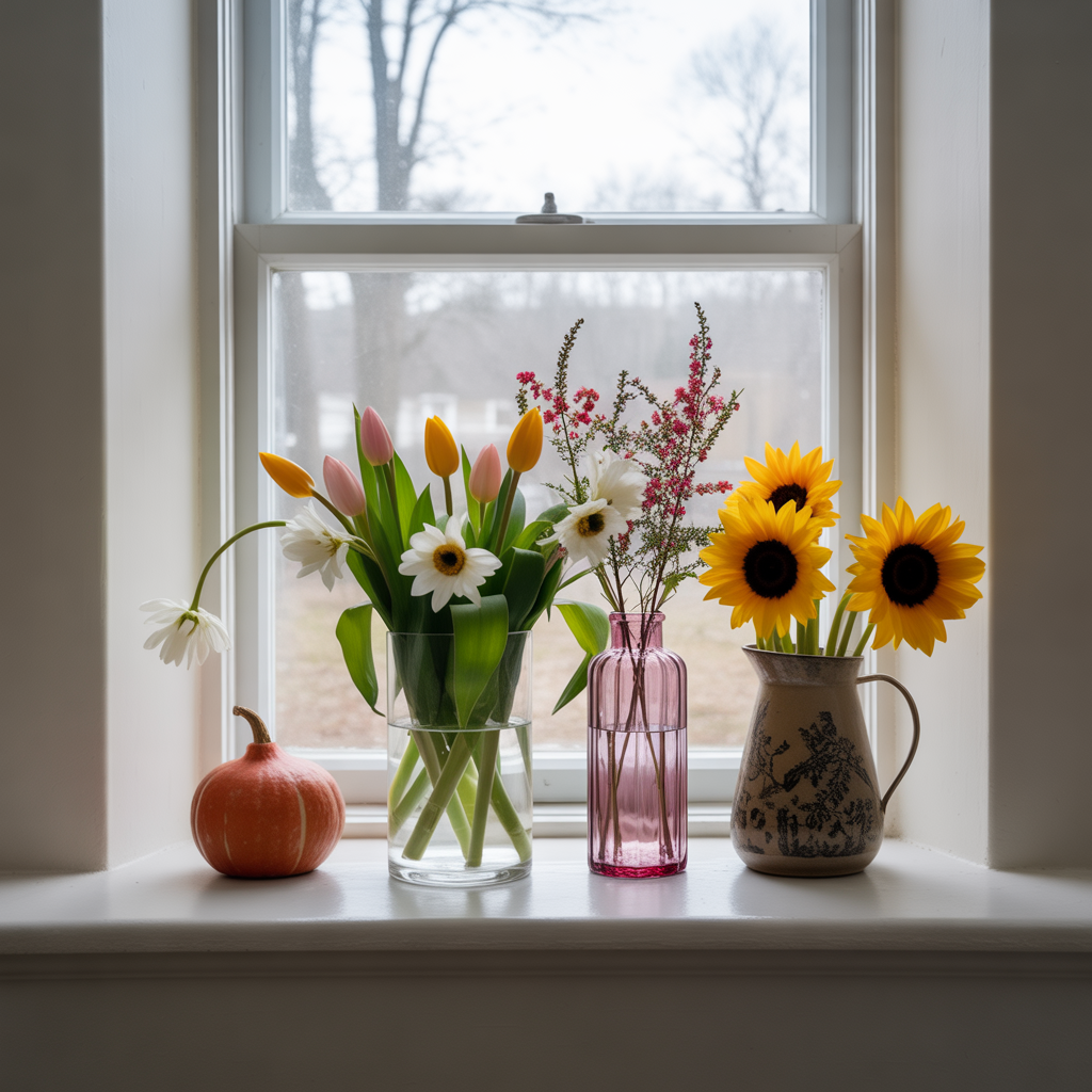 Seasonal Flowers in Stylish Vases