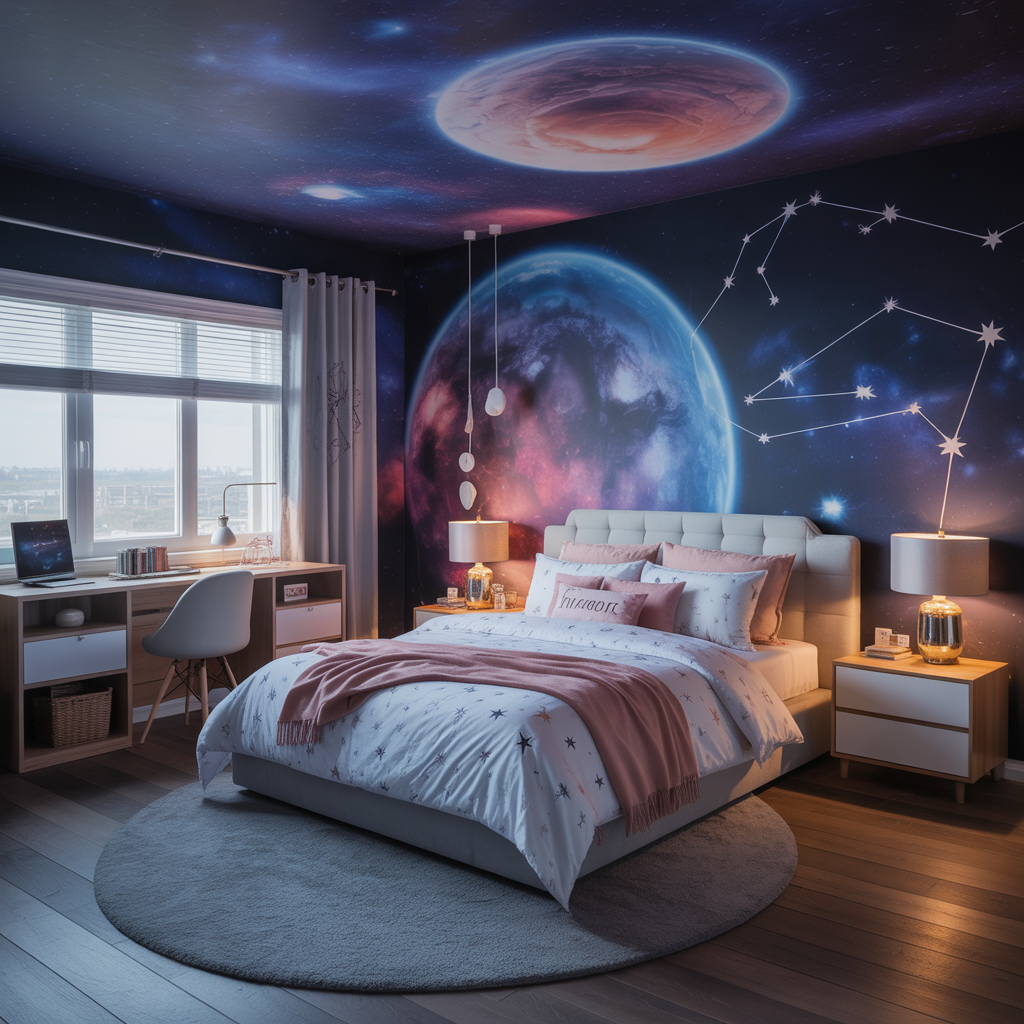 Space Themed Girl Bedroom: 20 Magical Ideas for Cosmic Interiors 20 Space Themed Girl Bedroom