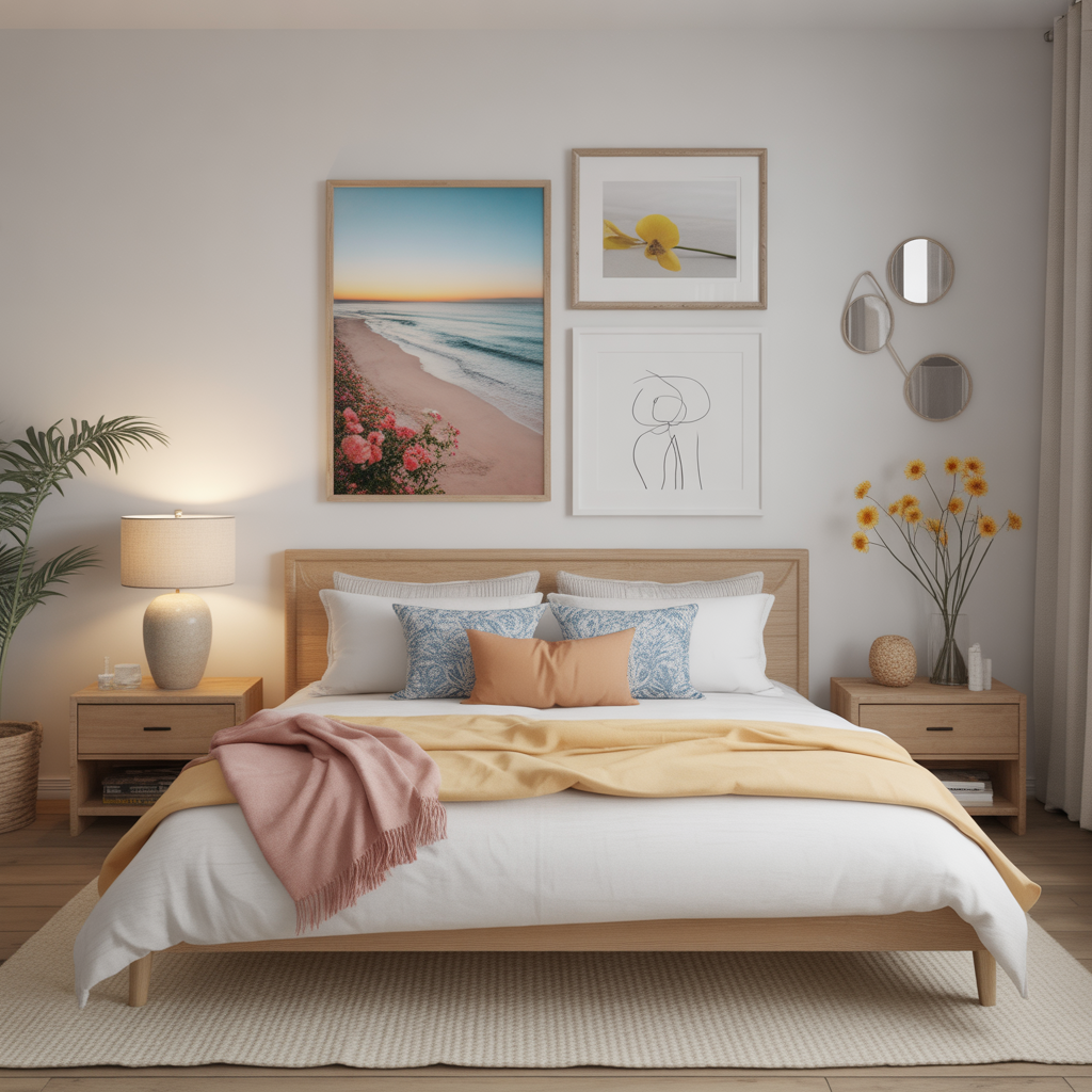 Summer Bedroom: 14 Detailed Ideas for a Cool and Relaxing Space 8 Summer-Inspired Wall Art and Décor