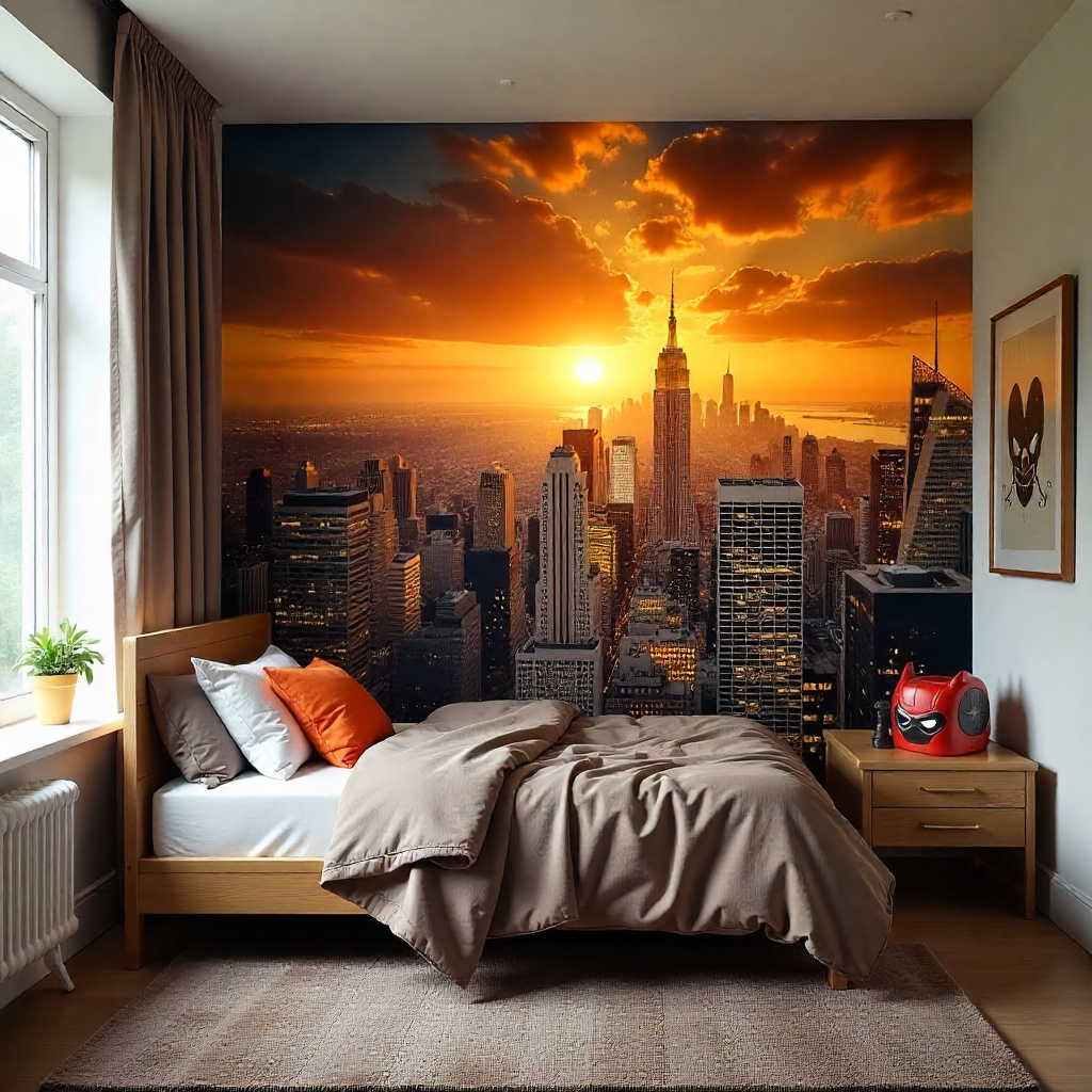 Kids Bedroom Mural: 20 Creative Ideas to Transform Your Child’s Space 9 Superhero Cityscape