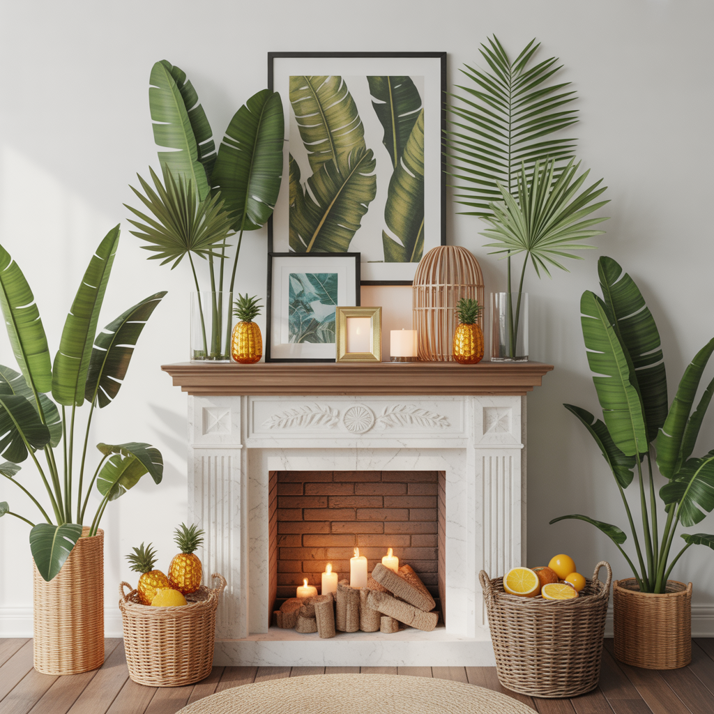 Tropical Vibes with Palm Leaves and Pineapples