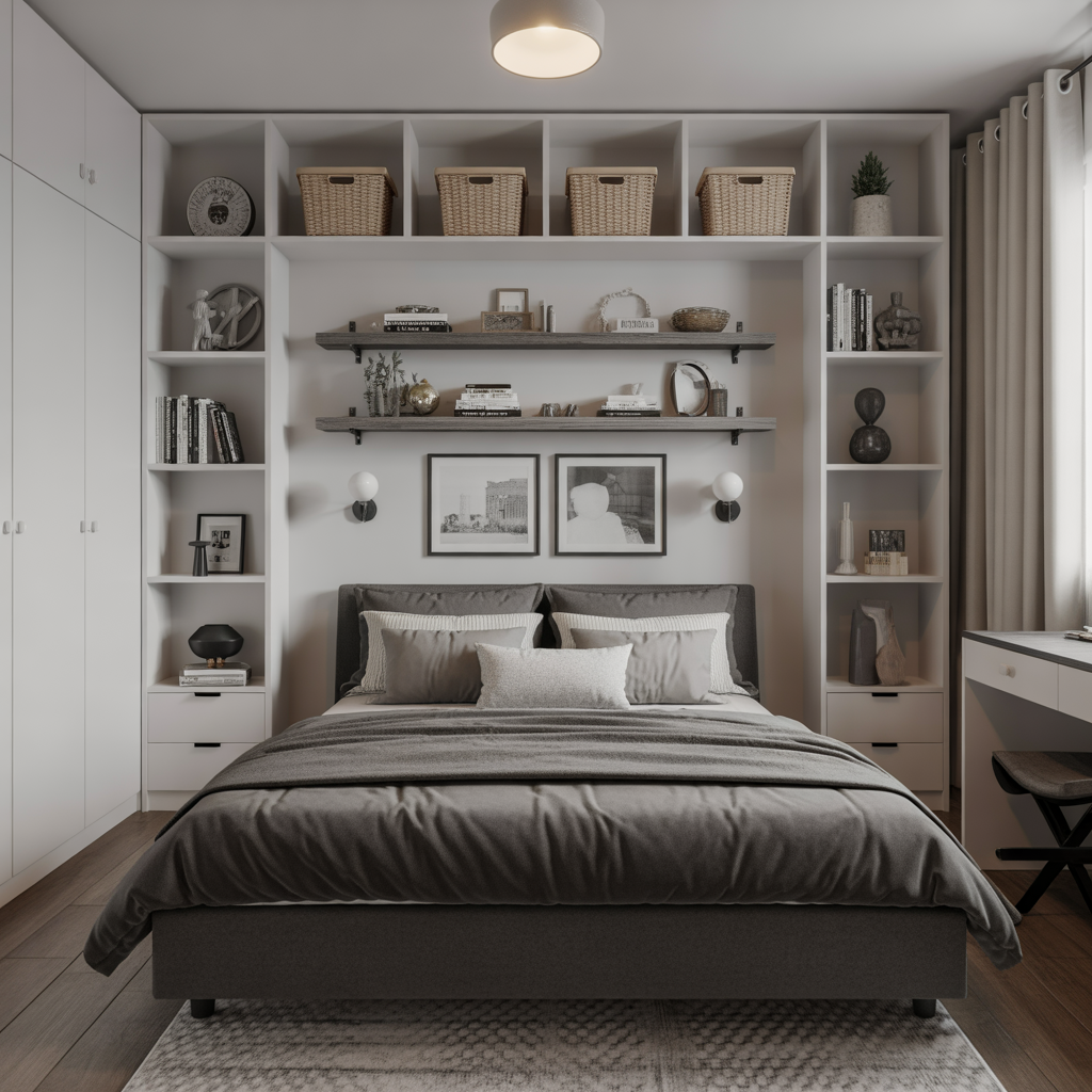 Small Bedroom Storage: 15 Brilliant Ideas to Maximize Space 3 Vertical Shelving for Maximizing Walls