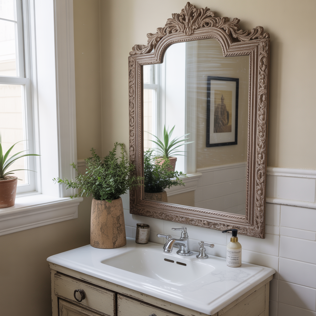 Boho Bathroom: 22 Creative Ideas for a Relaxed and Stylish Space 5 Vintage Mirrors with Personality