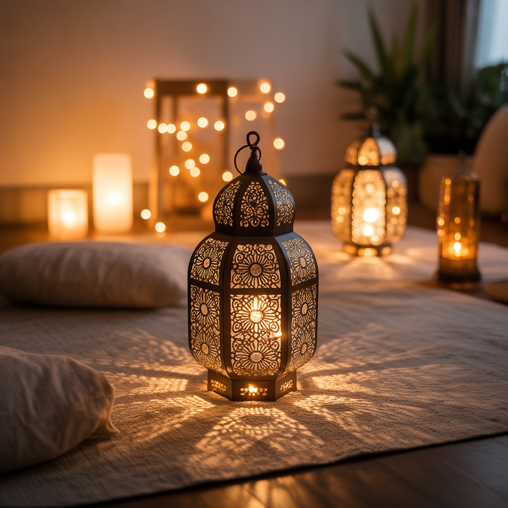 Warm Lighting with Lanterns and Candles