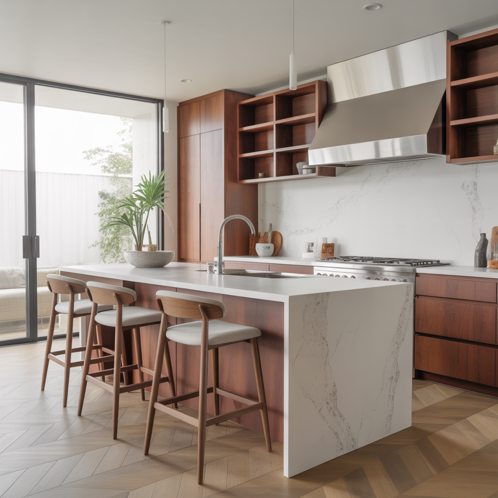 Waterfall Edge Kitchen Island