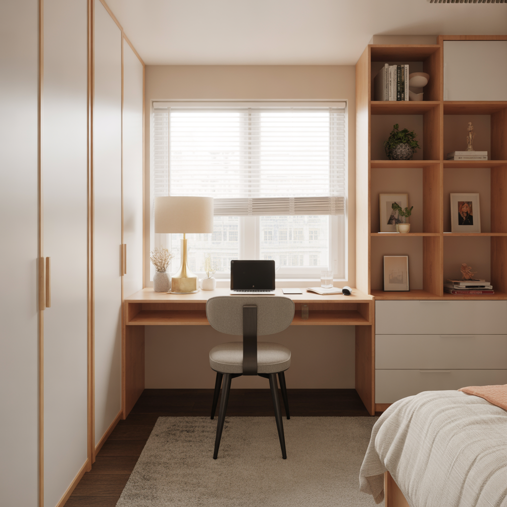 Small Bedroom Sitting Area: 15 Creative Ideas to Maximize Comfort and Style 9 Window-Facing Desk with Chair