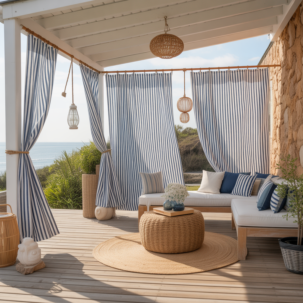 Coastal-Inspired Striped Curtains