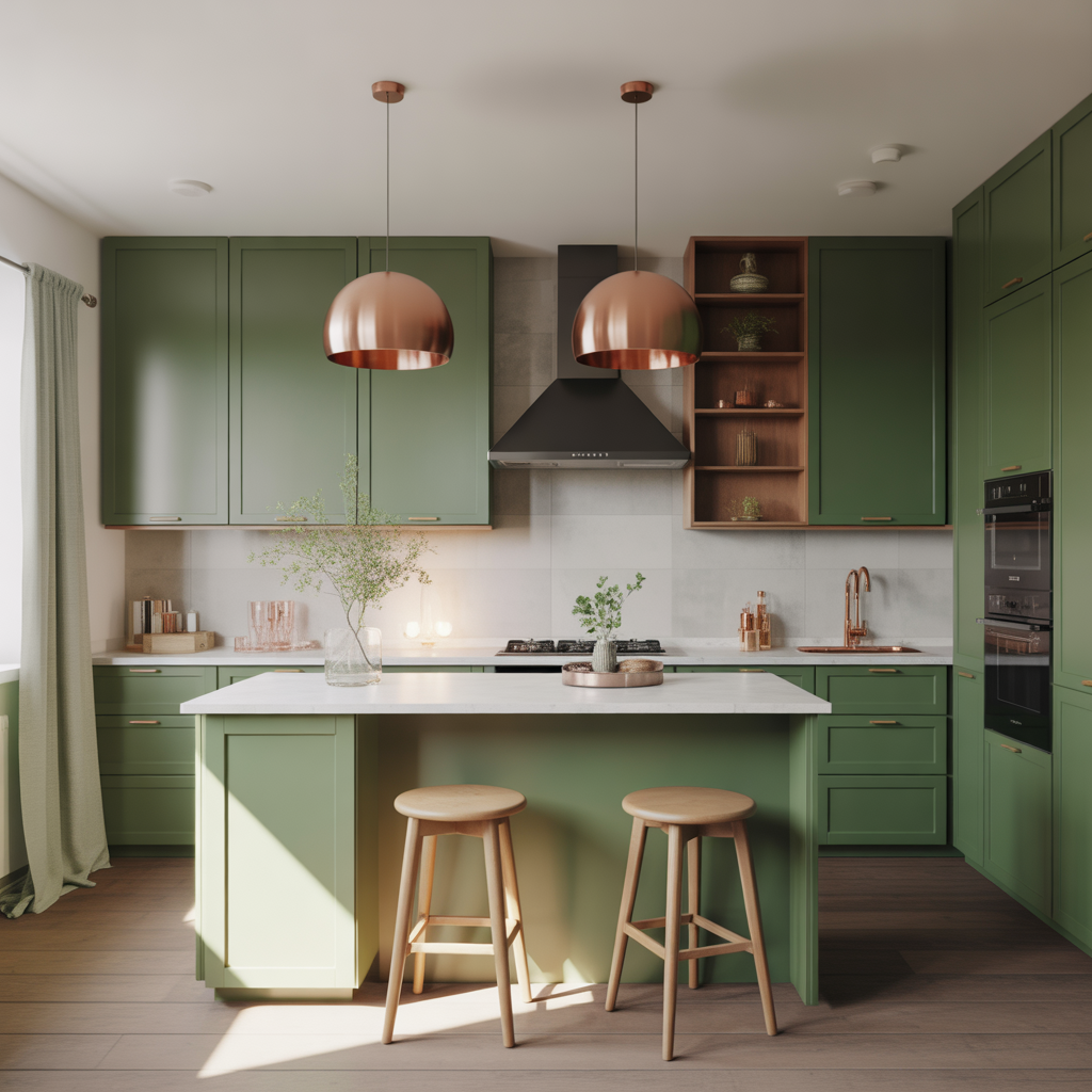 Green Kitchen: 20 Inspiring Ideas to Transform Your Cooking Space 20 Combining Green with Metallic Accents