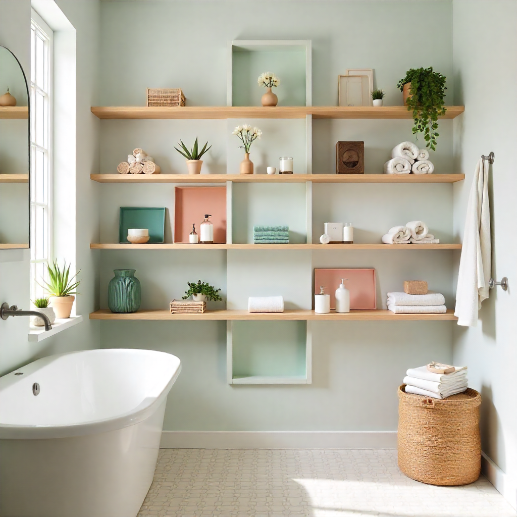 Fun Bathroom Decor: 25 Playful and Creative Ideas 22 Display Statement Shelving Units