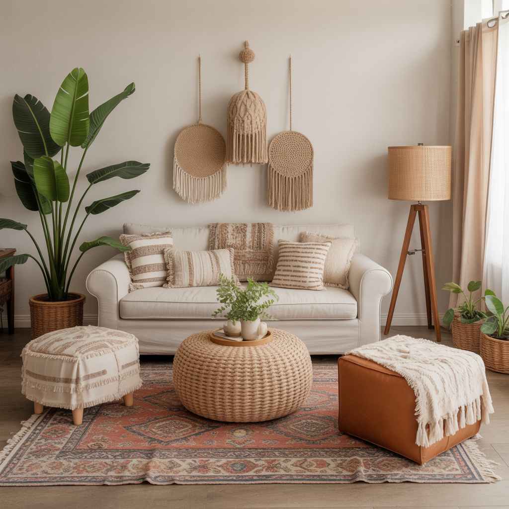 Eclectic Mix of Poufs and Loveseats