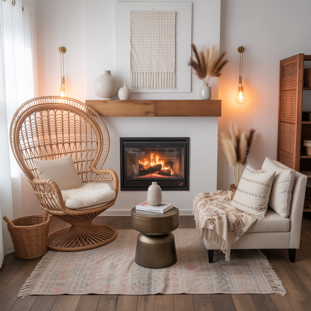 Boho Reading Nook :20 Creative Ideas for Designing Reading Nook 15 Fireplace Reading Nook